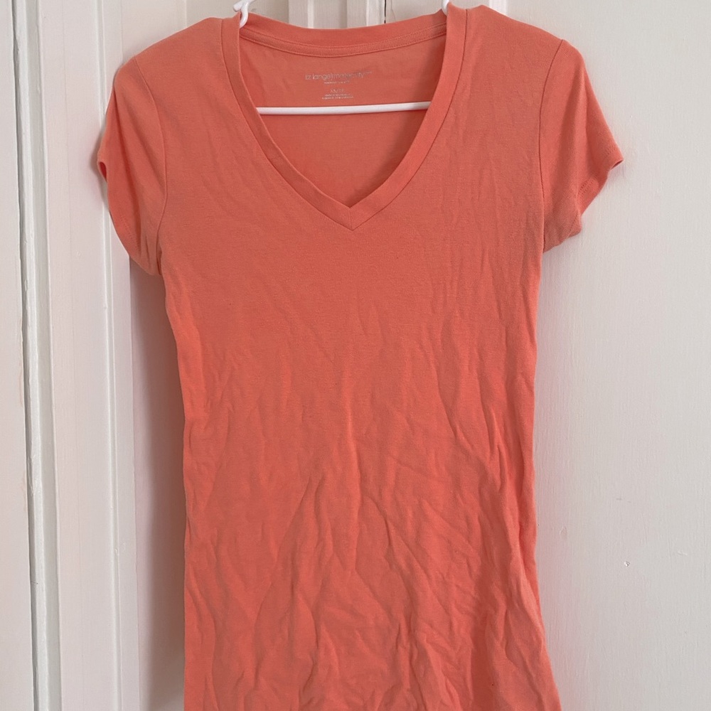 Orange plain v-neck t-shirt